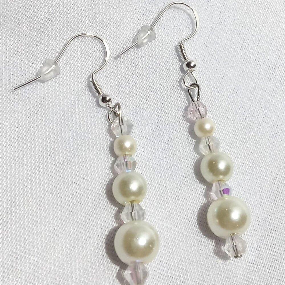 Handmade Fashion Jewelry Beautiful Glass Pearl Crystal Necklace Earring SET 24" - Picture 10 of 10
